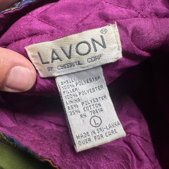 Vintage 80s Lavon Women’s L Quilted Paisley Print Zip Jacket Magenta Liner - Picture 7 of 8